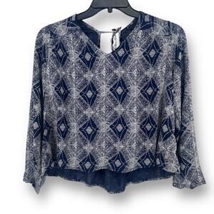Roxy Sky Full Of Stars Boho Shirt Womens Size XS Blue White